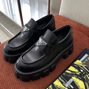 Prada Glossy Black Platform Loafers